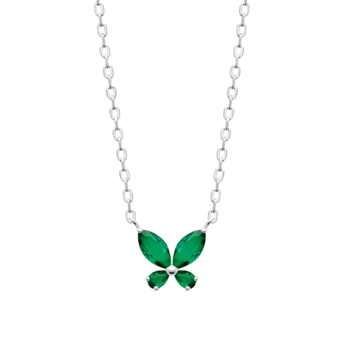 Collier femme argent pendentif papillon vert Maison de la Bijouterie VW3VV445