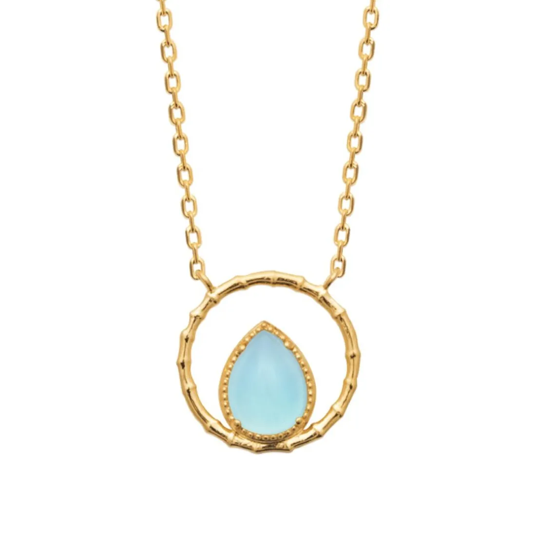 Collier femme fantaisie agate bleue plaqué or Maison de la Bijouterie UW3YU345
