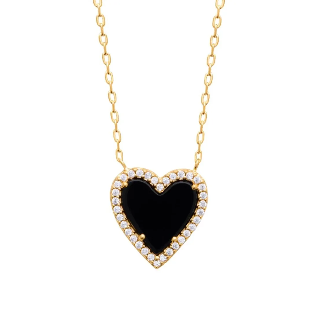 Collier femme fantaisie cœur noir plaqué or Maison de la Bijouterie UW35UY45