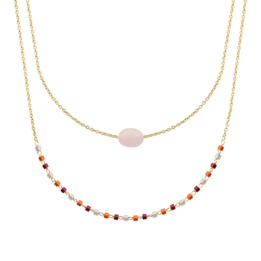 Collier femme fantaisie quartz rose plaqué or Maison de la Bijouterie UW3Y3W45