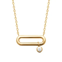 Collier femme maillon ovale serti clos plaqué or Maison de la Bijouterie UW344Z45