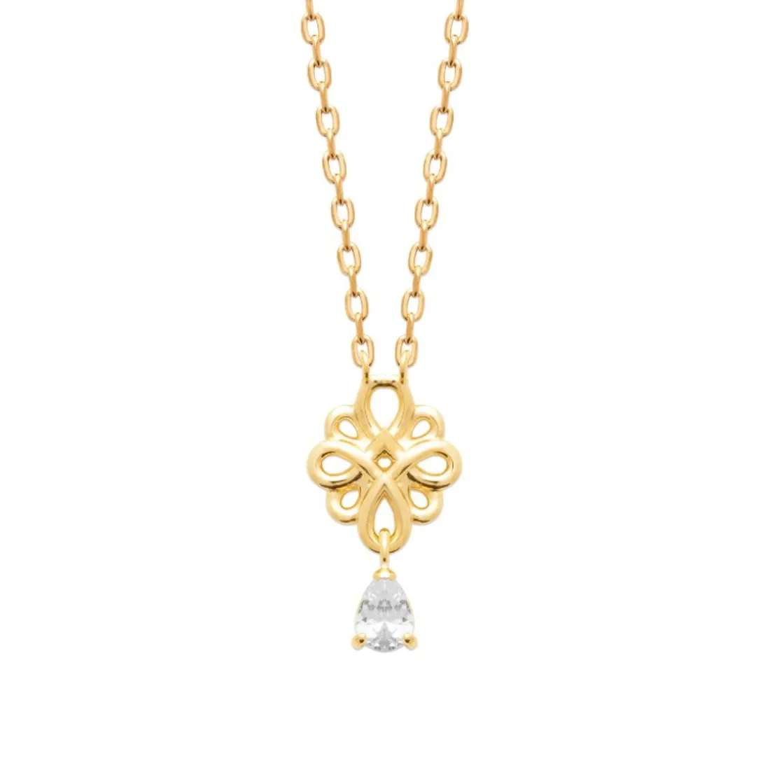 Collier femme pendentif fleur plaqué or Maison de la Bijouterie UW405045