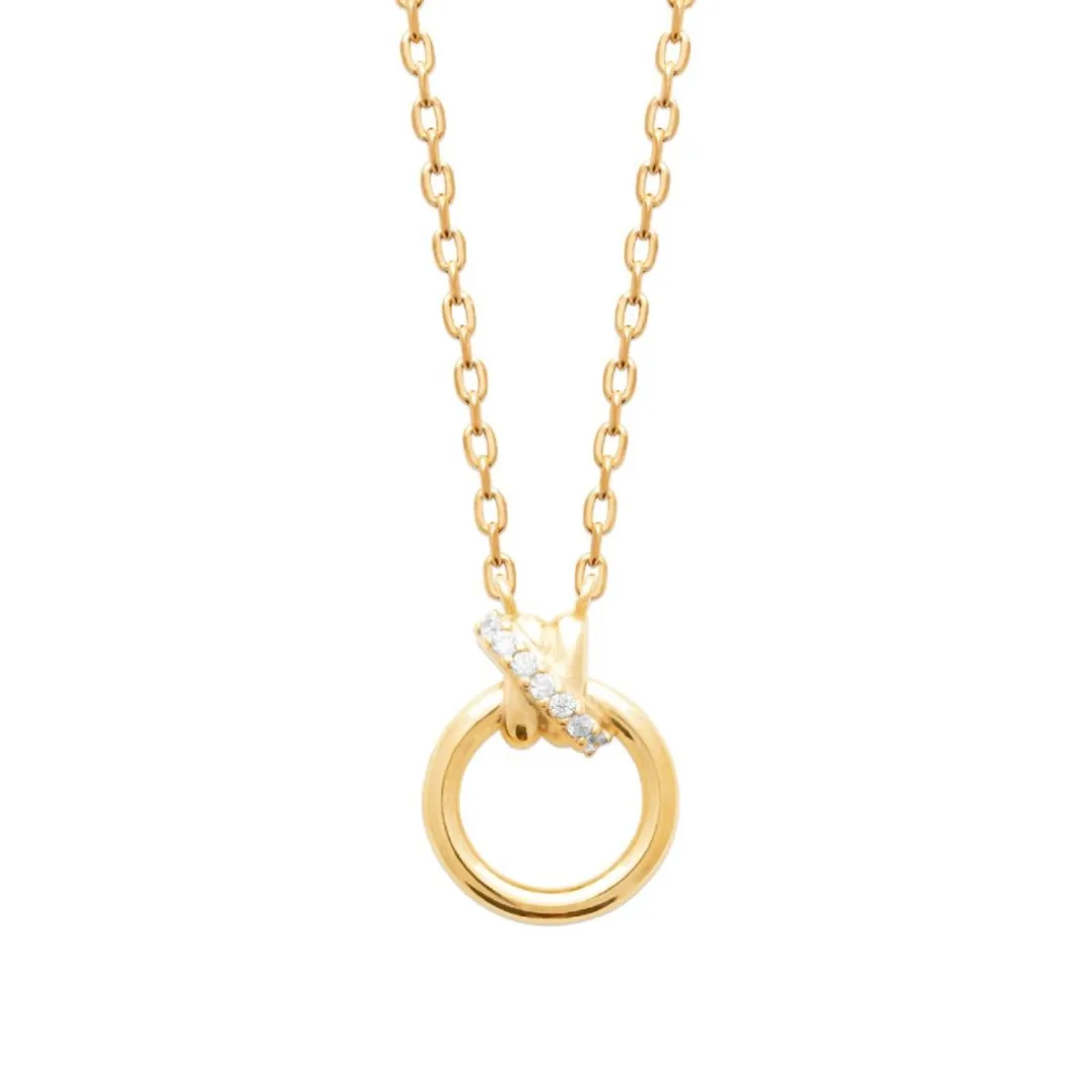 Collier femme pendentif rond oxydes plaqué or Maison de la Bijouterie UW3UZV45