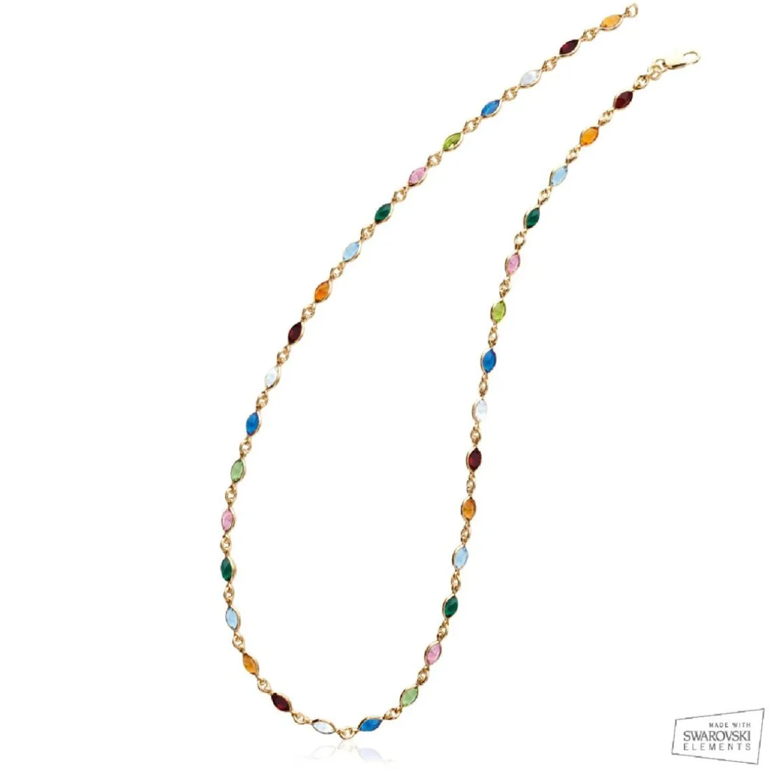 Collier femme plaqué or cristal serti clos serti clos multicolor - YVW0VZ45