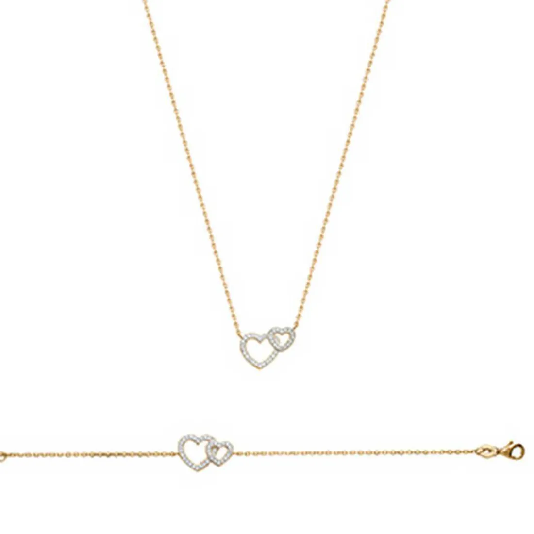Collier Femme plaqué or double coeurs Maison de la Bijouterie UWZ6V645
