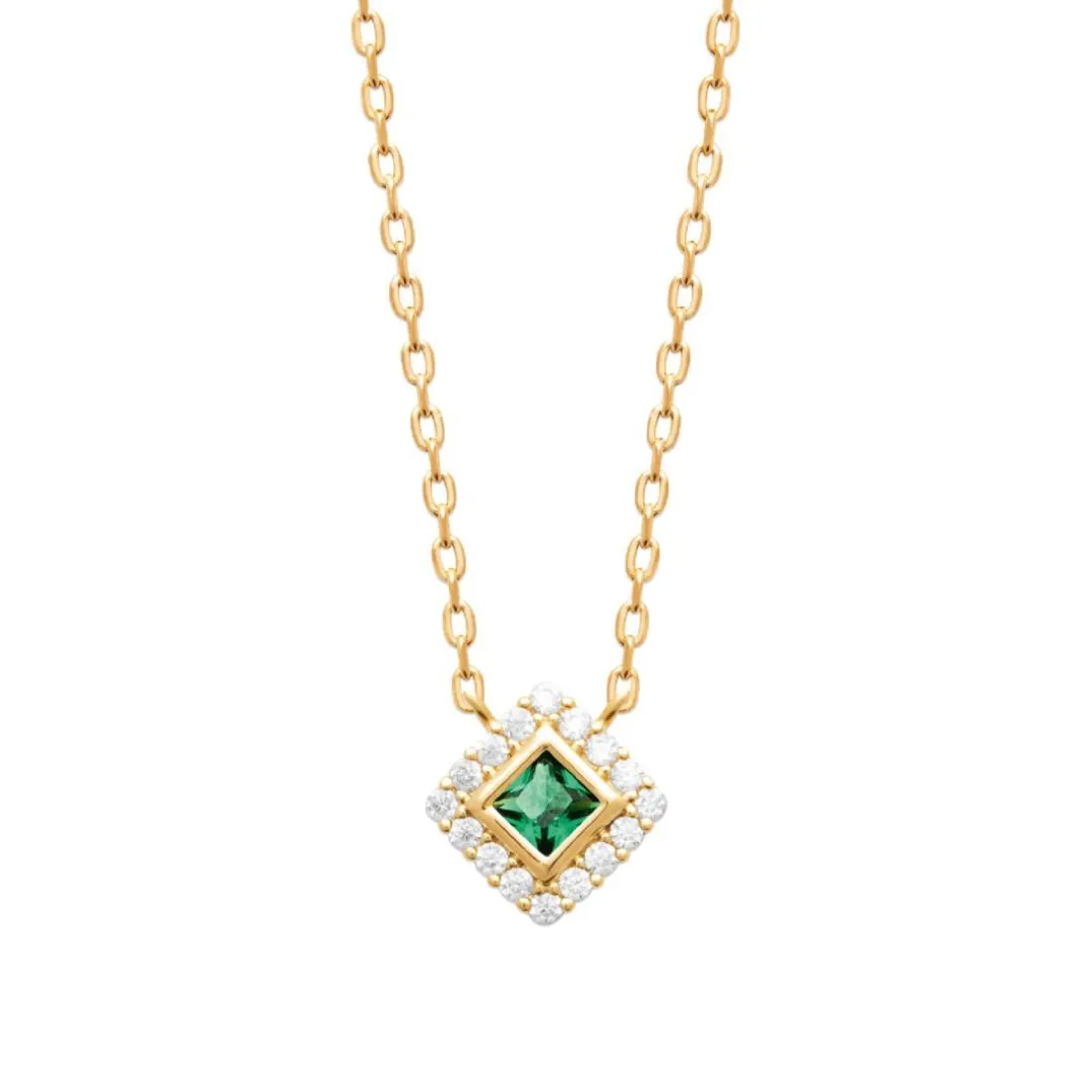 Collier femme plaqué or oxyde et pierre verte Maison de la Bijouterie UW3UV445