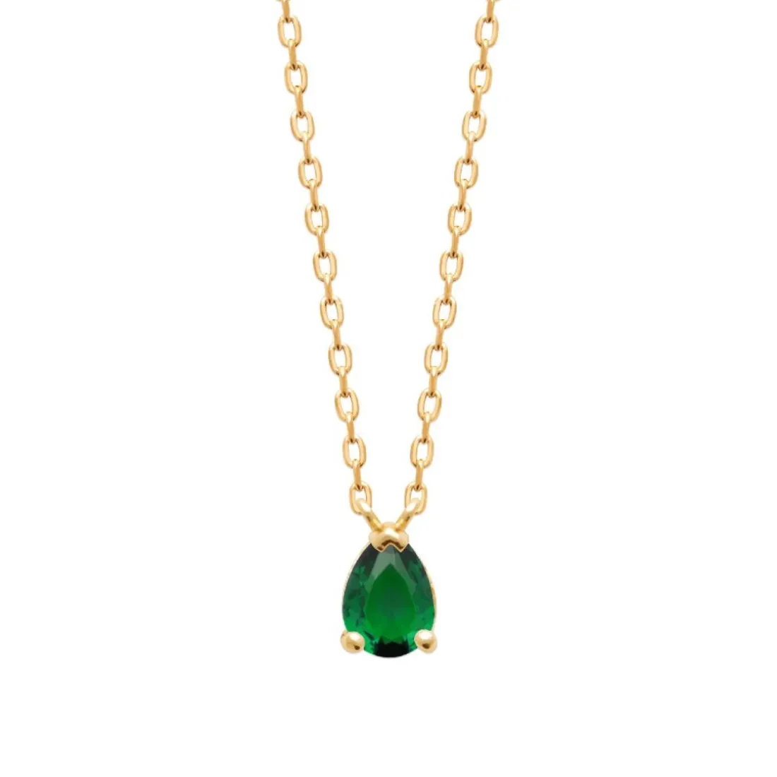 Collier femme plaqué or pendentif oxyde verte Maison de la Bijouterie UW3UW645