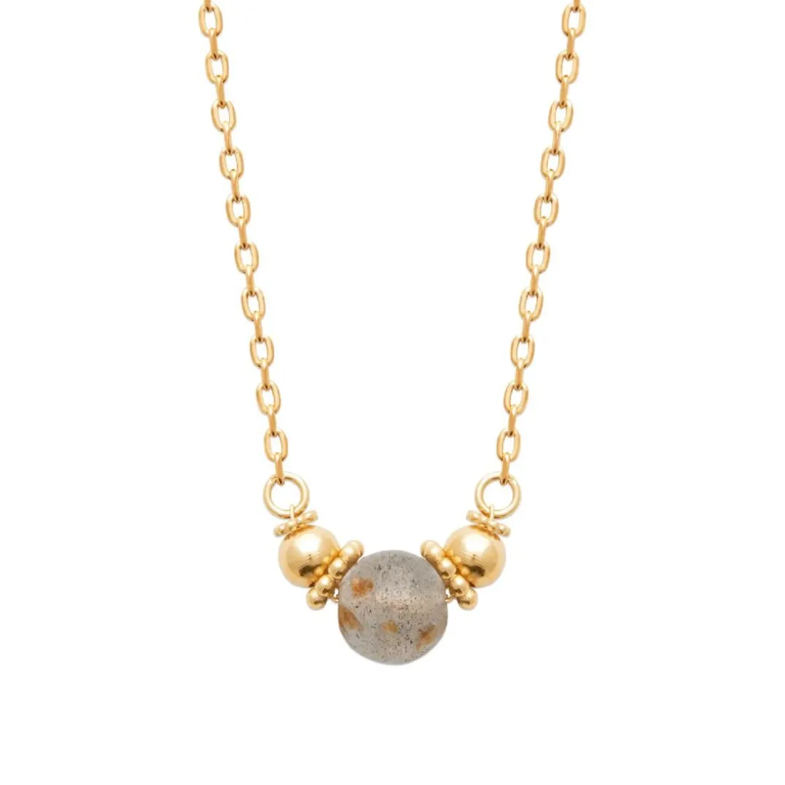 Collier femme plaqué or pendentif labradorite Maison de la Bijouterie UW400Z45