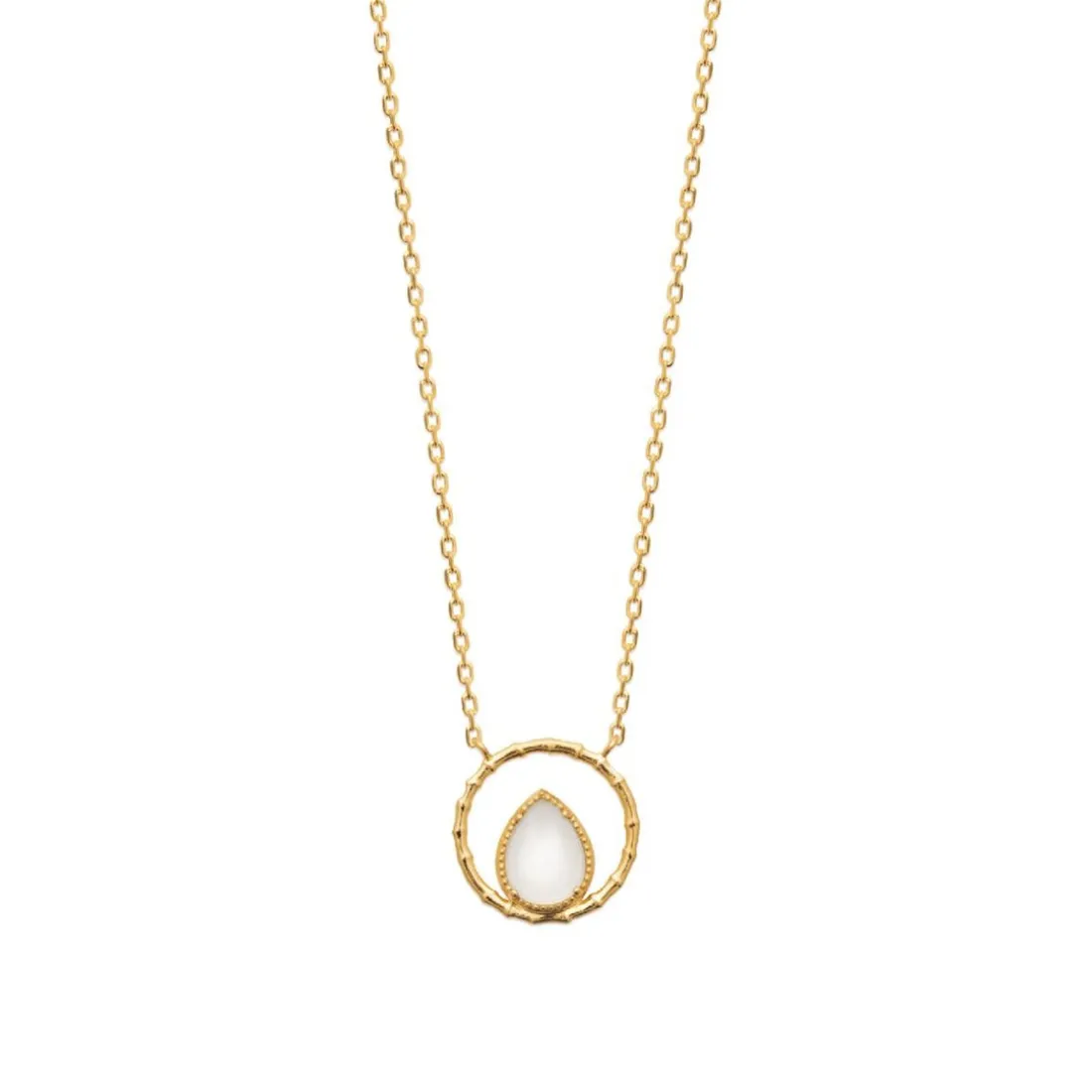 Collier femme plaqué or pierre de lune serti griffe - UW3ZU445