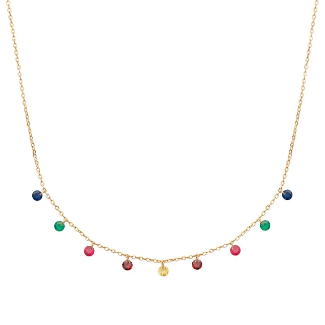Collier femme plaqué or teinté serti clos - UW34V345
