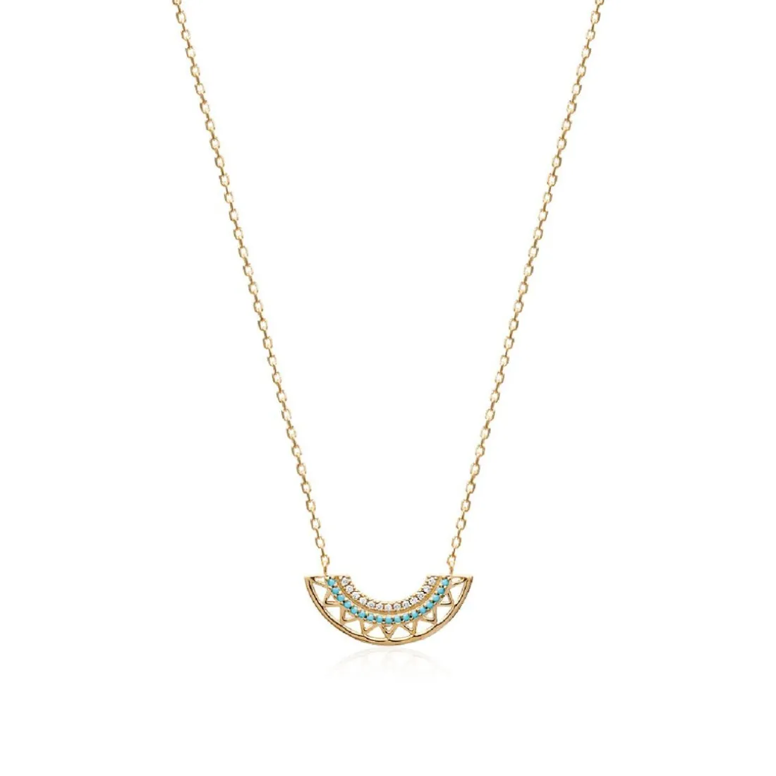 Collier femme plaqué or turquoise serti griffe - UWZWUV45