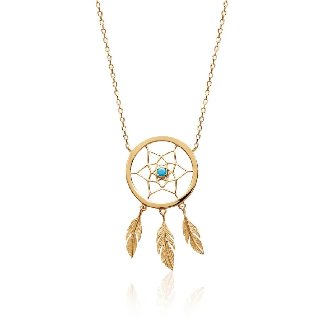 Collier femme plaqué or turquoise serti clos - UWZW5W45