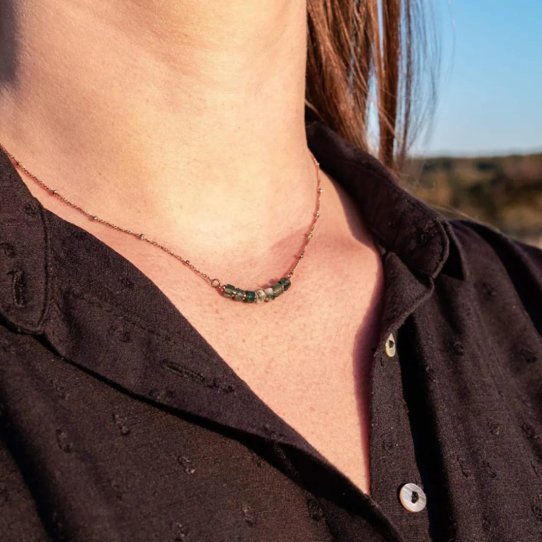 Collier Femme Sloya Piana Agate Aquatique