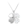 Collier Femme So Charm - B128-ARGENT-CRYS - Collier Trèfle Argenté