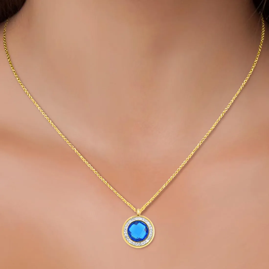 Collier Femme So Charm - B2126-BLEU - Collier Mode Doré