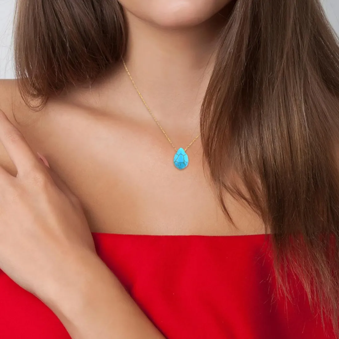 Collier Femme So Charm - B2498-TURQUOISE - Collier Mode Doré
