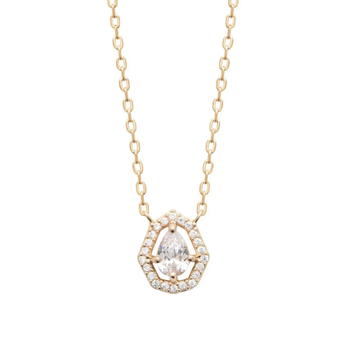 Collier femme solitaire oxyde de zirconium plaqué or Maison de la Bijouterie UW3WV345