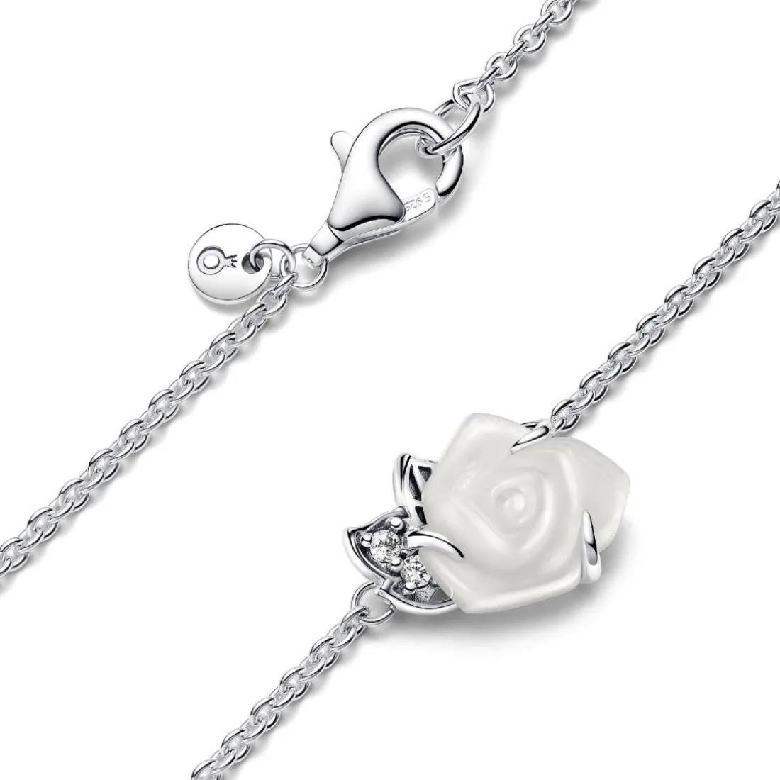 Collier Rose Épanouie Blanche