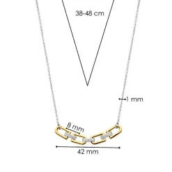 Collier Ti Sento - 34044ZY Argent Doré Liens Et Pavage