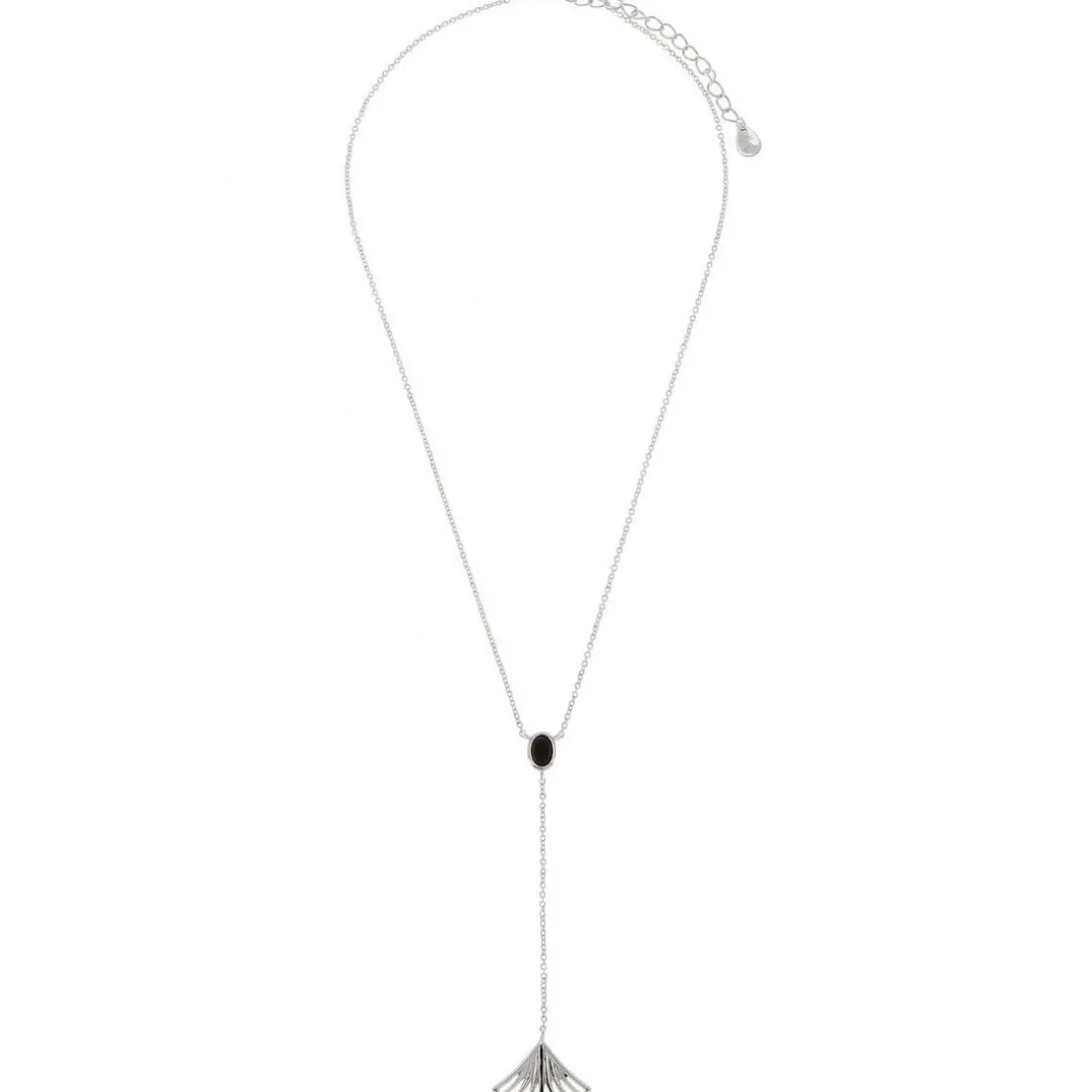 Collier Y Arielle Argenté & Onyx Noir