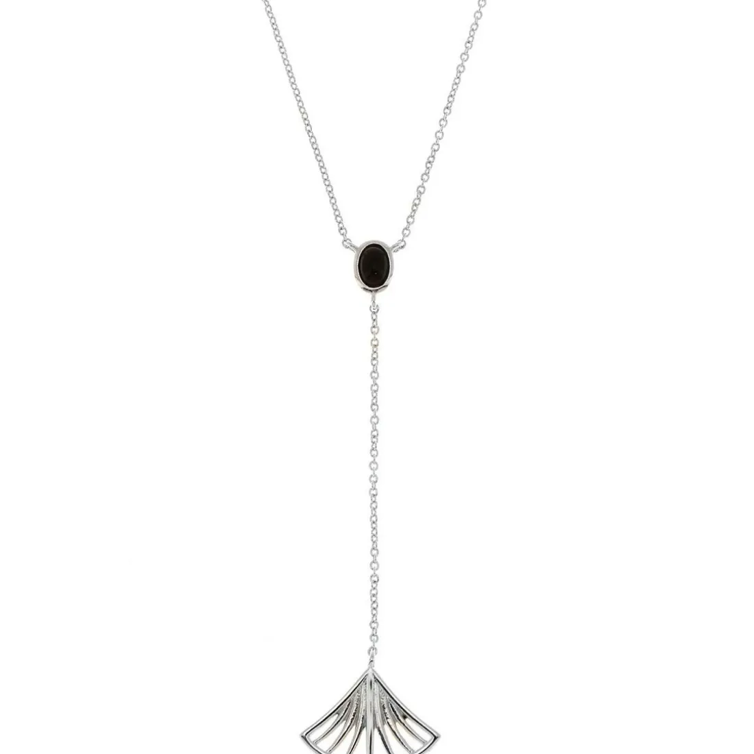 Collier Y Arielle Argenté & Onyx Noir
