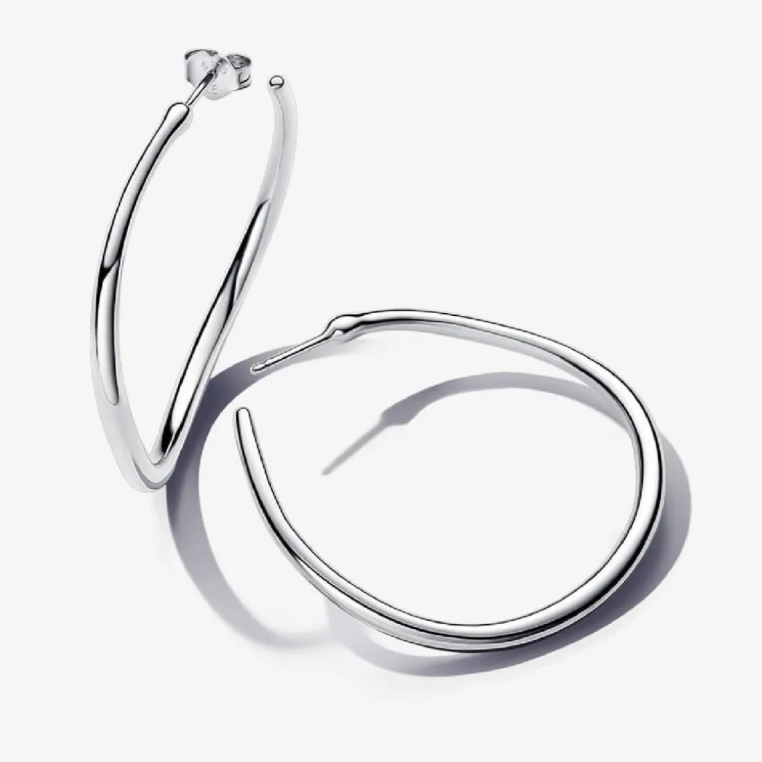 Créoles Ouvertes de Forme Organique 42 mm Argent