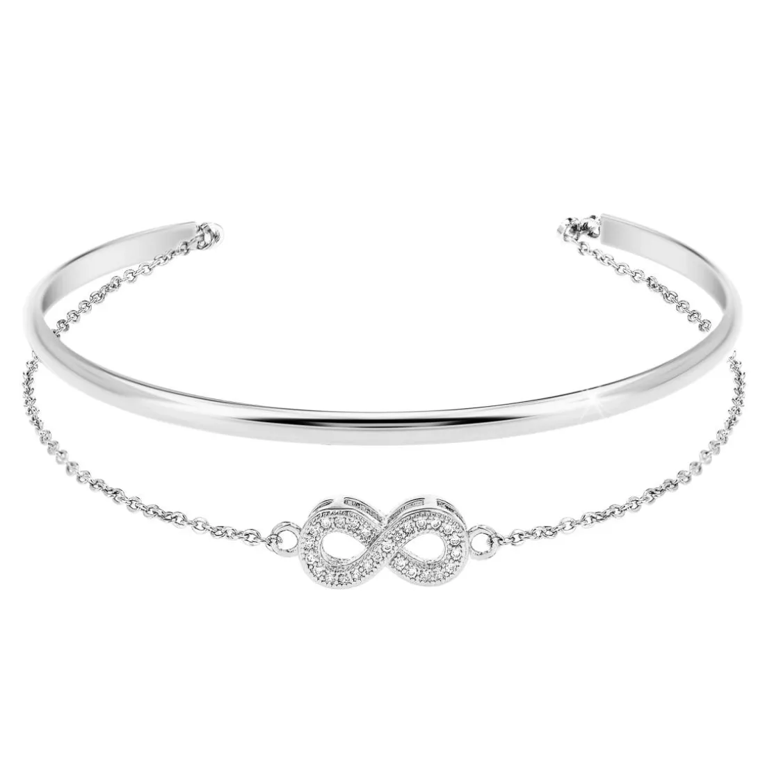 Jonc Femme So Charm - B3238-ARGENT - Bracelet Infini Argenté