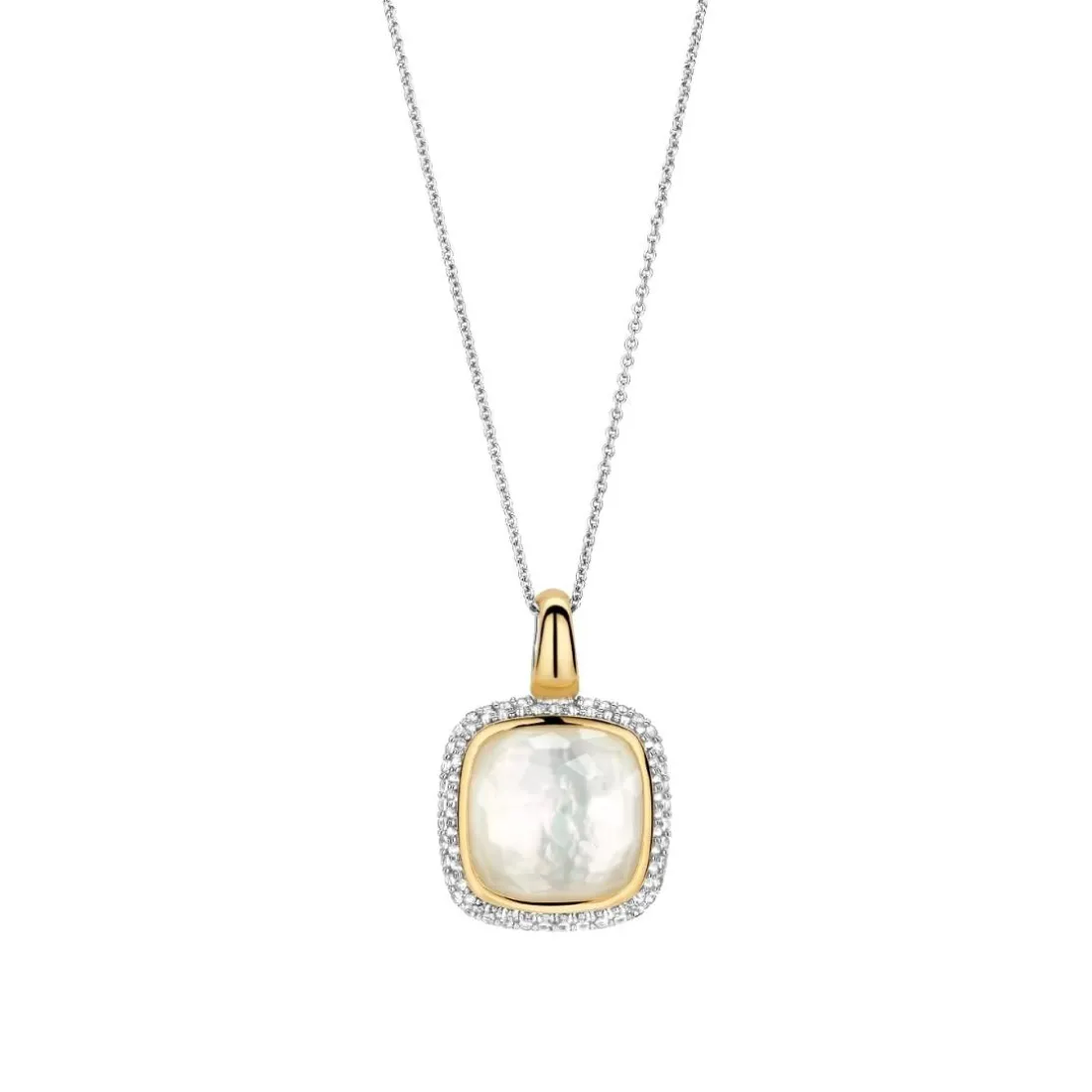 Pendentif Ti Sento - 6828MW Argent Doré Et Doublé Nacre Carré Et Pavage