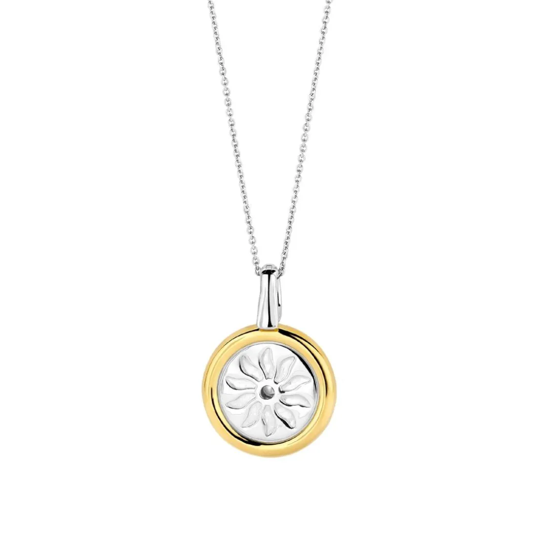 Pendentif Ti Sento - 6831TQ Argent Doré Et Pierre Synthétique Turquoise Forme Soleil