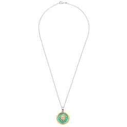 Pendentif Ti Sento - 6831TQ Argent Doré Et Pierre Synthétique Turquoise Forme Soleil