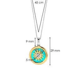 Pendentif Ti Sento - 6831TQ Argent Doré Et Pierre Synthétique Turquoise Forme Soleil