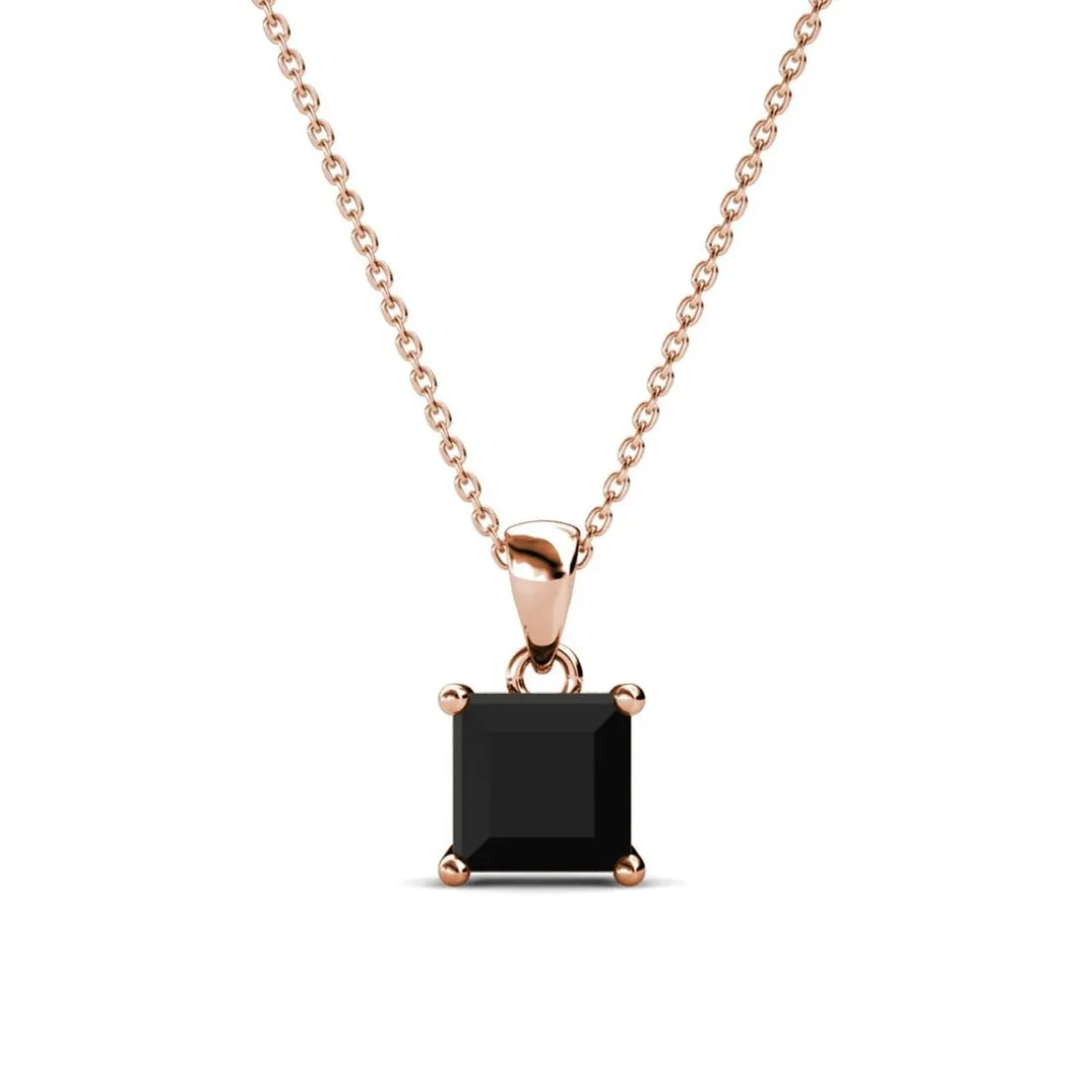 Pendentif Simple Square Or Rose et Noir