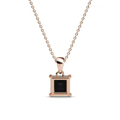 Pendentif Simple Square Or Rose et Noir