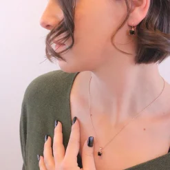 Pendentif Simple Square Or Rose et Noir
