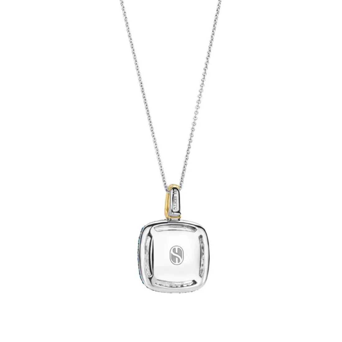 Pendentif Ti Sento - 6828TQ Argent Doré Et Pierre Synthétique Turquoise Carrée Et Pavage Bleu